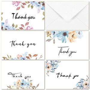40Pcs Thank You Cards with Envelopes Set Purple Floral Thank You Notes